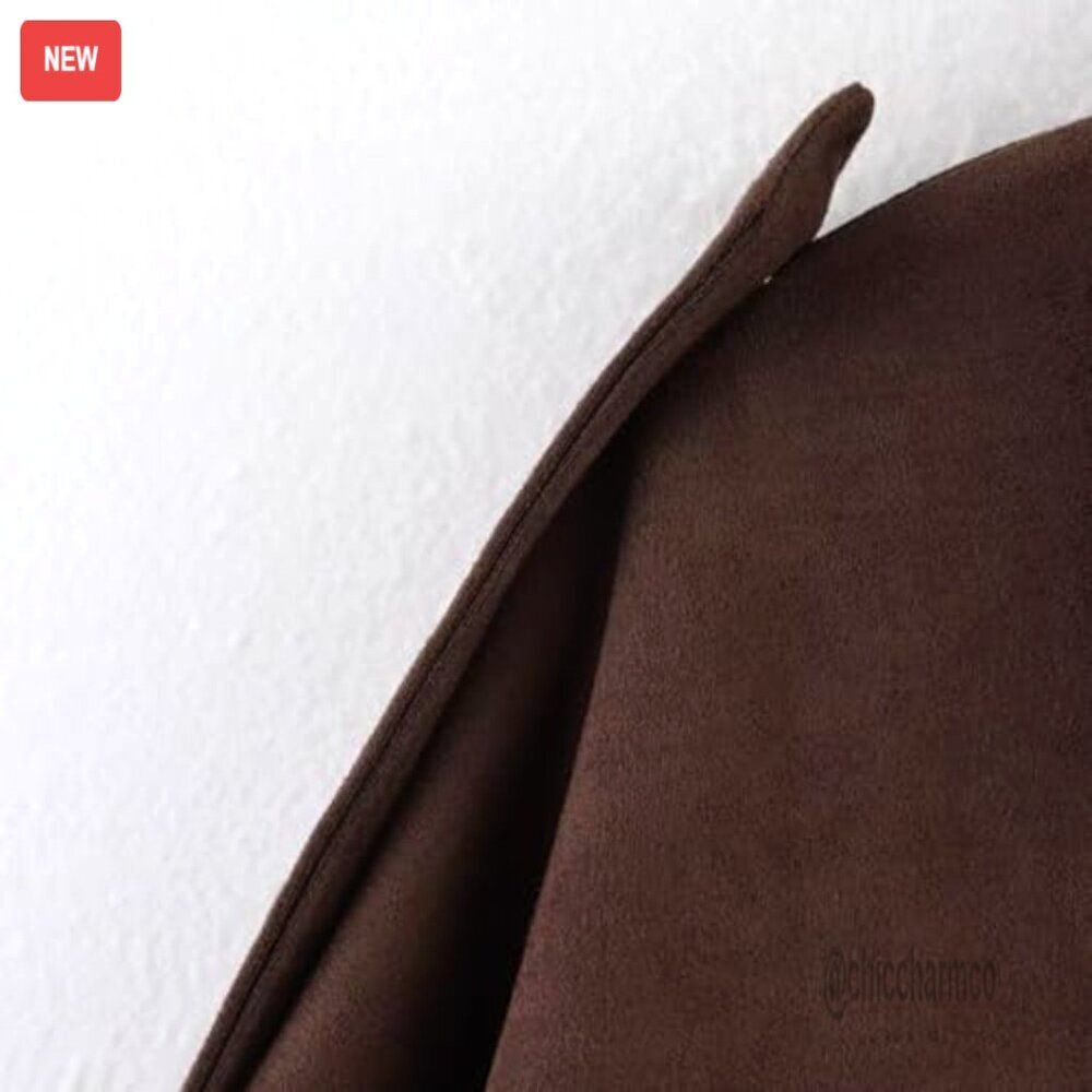 Faux Suede Bomber Jacket Women Oversized Zip Up Casual Coat Long Sleeve - Picture 4 of 7